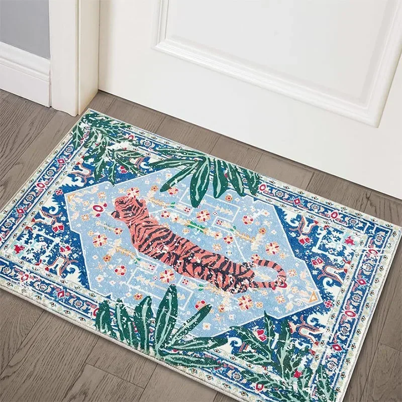 Carpet in The Living Room Tiger Rug Pattern Vintage Ethnic Style Persian Carpet Home Rug Thickened Soft Plush Bedside Area Rugs