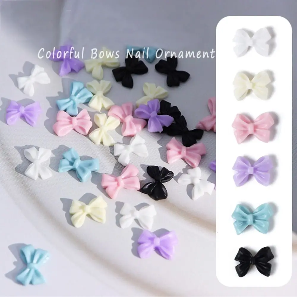 

50PCS Nail Art Bowknot 3D Nail Charms Resin Frosted Nail Decor Mixed Colors Nail Decal