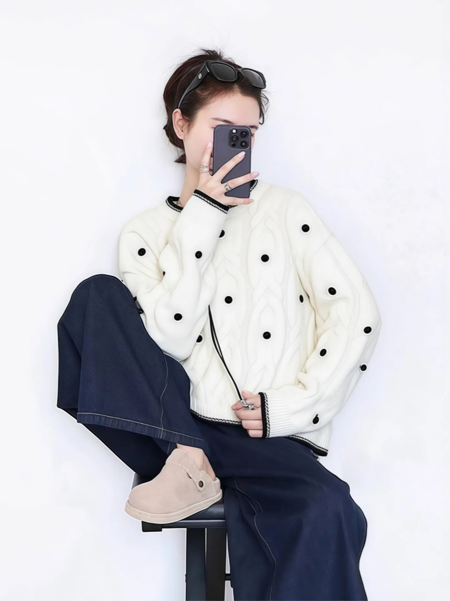 

Faionable Knitted Twisted Ball Sweater Women's Autumn Winter New Sle Super Cute Lazy High-End Feeling Top Polyester Fiber
