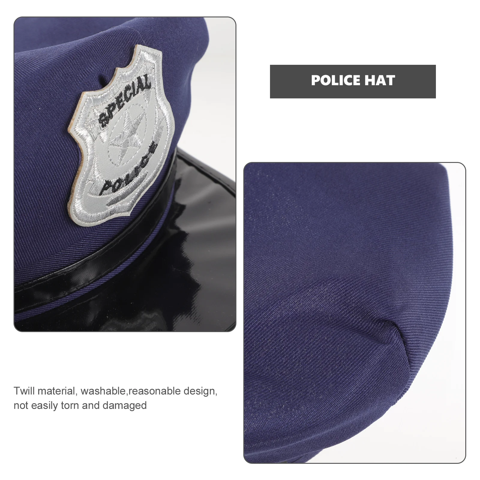 2 Pcs Police Hat For Stage Performance Cap Costume Accessories Party Hats Twill Material Embroidered Unisex Adults Cop Hat