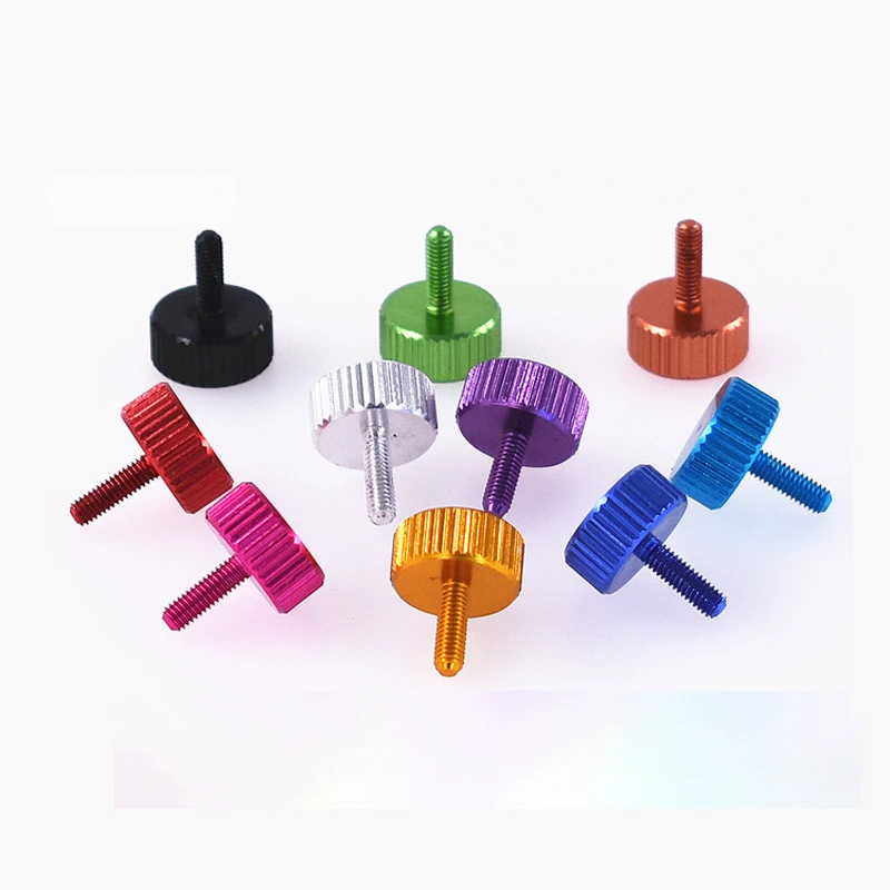 1/5/10Pcs M2.5x8mm M2.6x8mm Colourful 6061 Aluminum Alloy Flat Head Straight grai Hand Thumb Screw Anodised For Computer Case