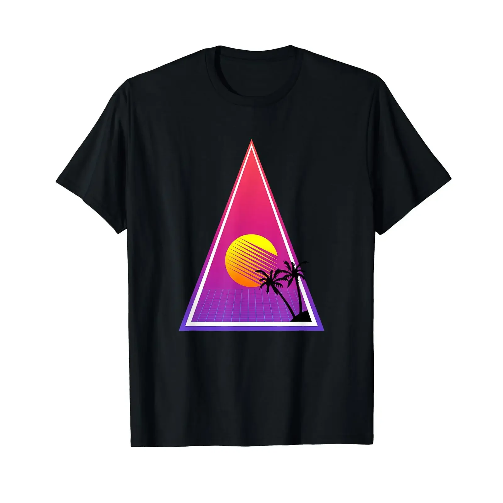 Retro Wave Sunset T Shirt Vaporwave futurism vintage Washed Unisex streetwear Soft Top For Everyday Wear fashion Stretched