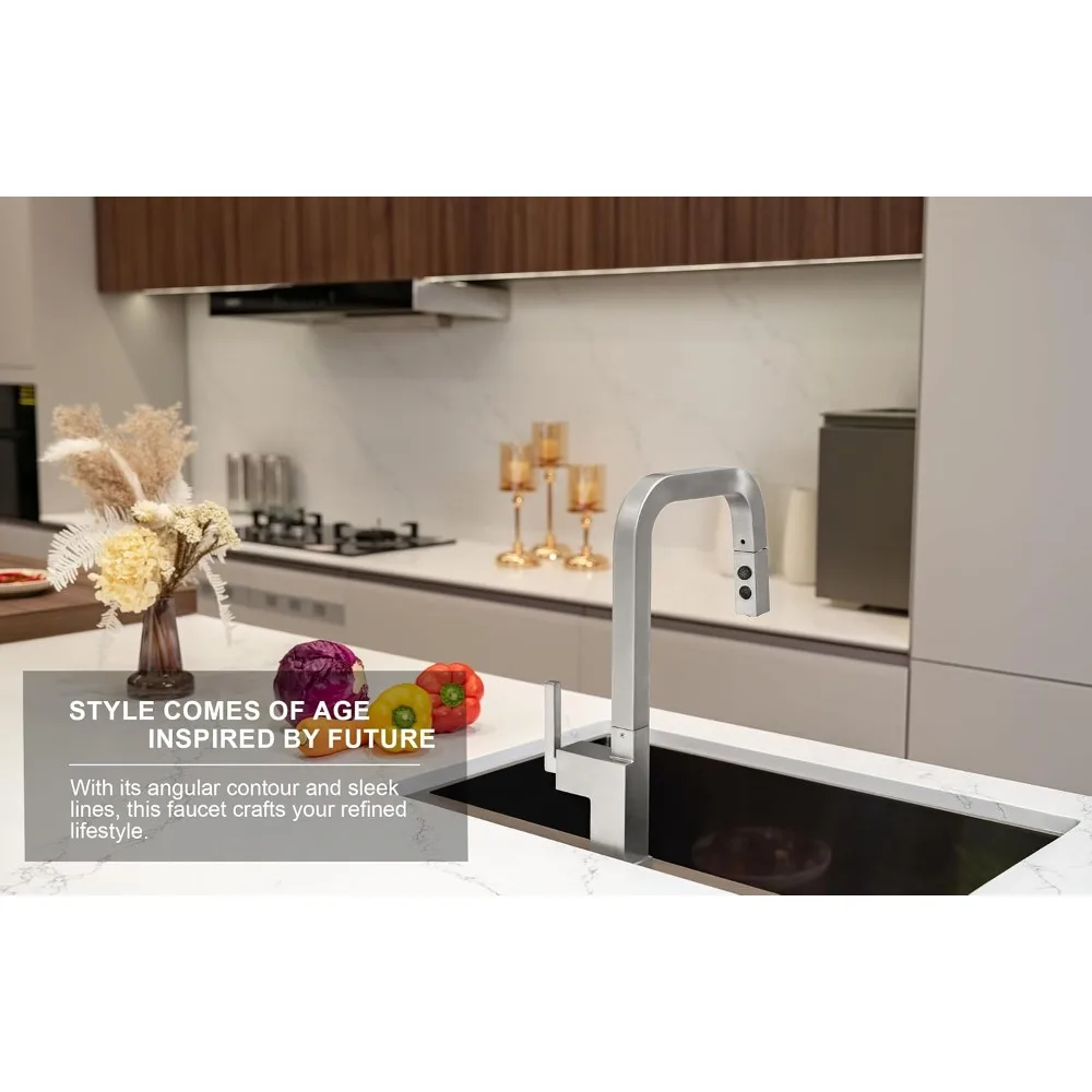 Ausziehbarer Küchenarmatur mit einem Griff und gebürstetem Nickel-Finish von Lava Odoro