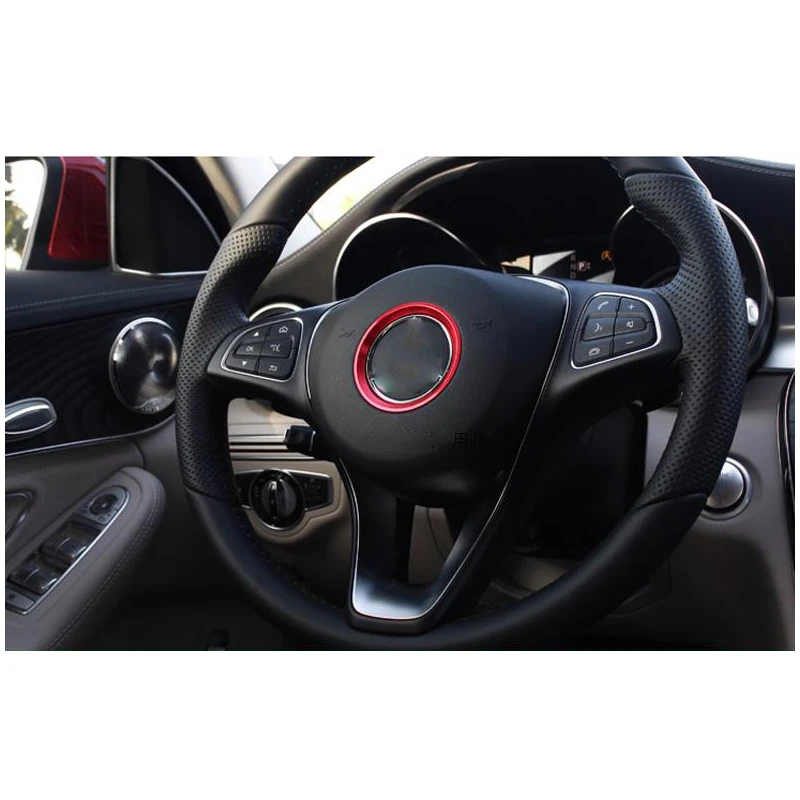 1PCS For Mercedes Benz A B C E CLA CLS GLC GLE GLS SLC 2015 - 2021 Car Steering Wheel Circle Ring Cover Trim Sticker