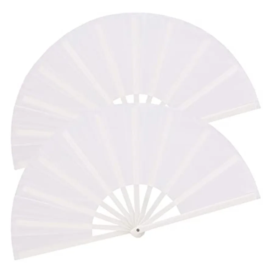 

2 Pack Large Hand, Chinese Kung Fu Tai Chi Nylon-Cloth Fan for Men and Women Performance, Dance, Decorations, Festival, Gift