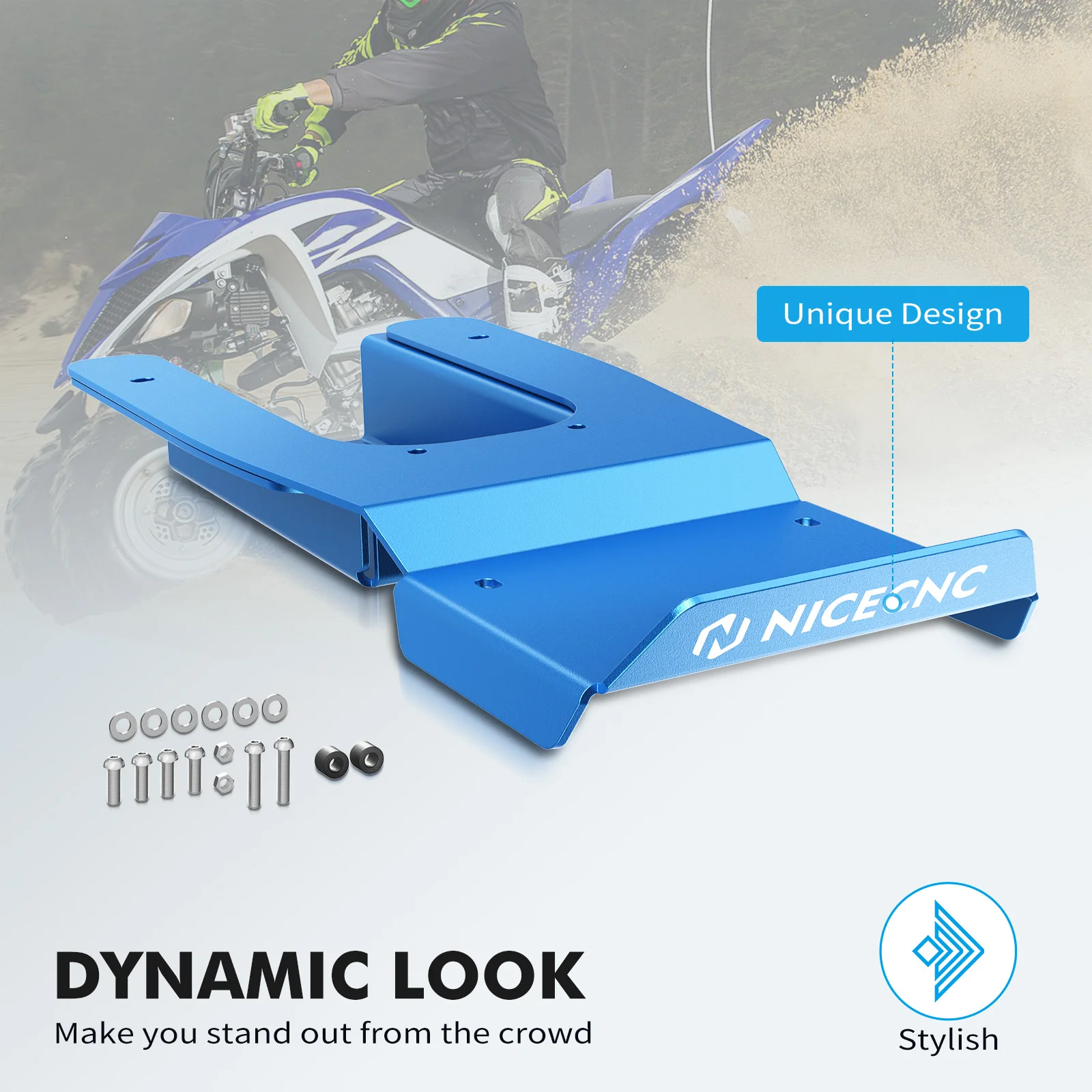 NICECNC ATV Swing Arm แผ่นลื่นไถลสําหรับ Yamaha Raptor 700 Raptor 700R YFM700 YFM700R 1PE-F219X-00-00 กันสนิม Anodized