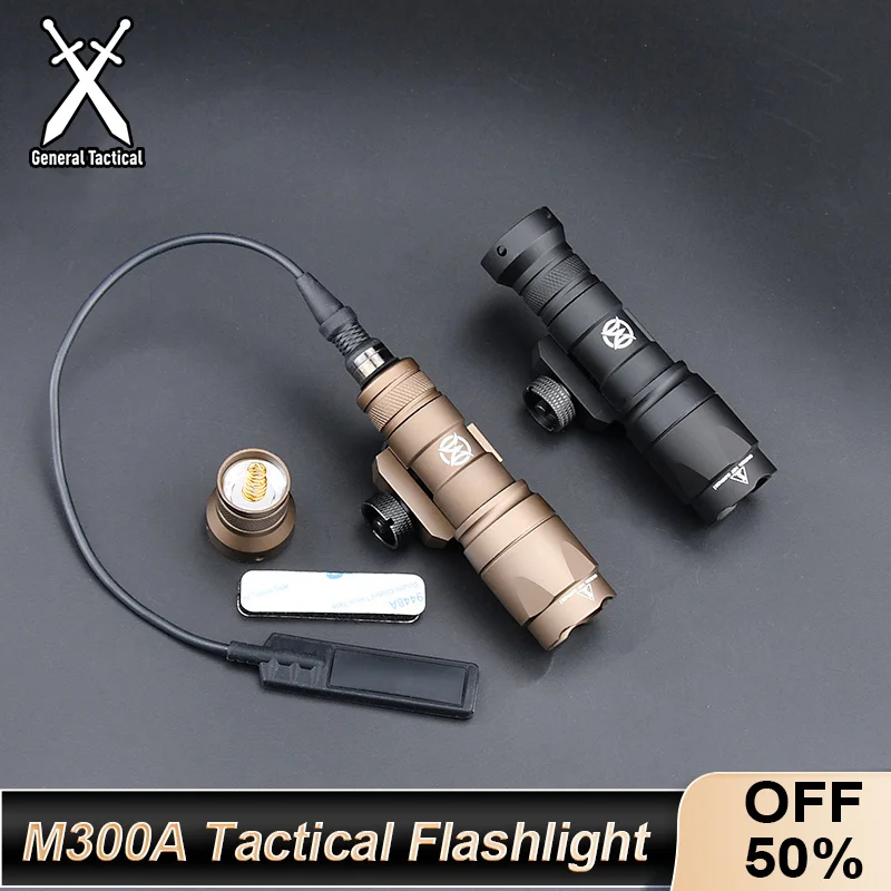 

WADSN Surefir M300A M300 Tacitc Flashlight Mini Weapon Scout Hunting LED Light Fit 20MM Rail Momentary-on Constant-on Tail