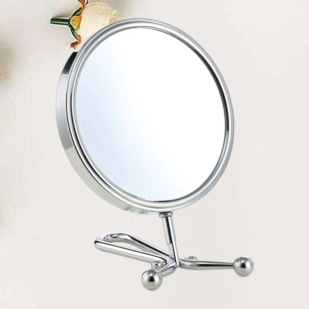 

Double Side Makeup Mirror Silver Rotating Desktop Adjustable Portable Pocket Mirror Women Durable Stable Support Frame
