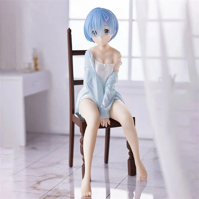 17cm Re Zero Rem Figure Sitting Chair PVC Anime Model For Collectible Desk Decoration Gift view 2