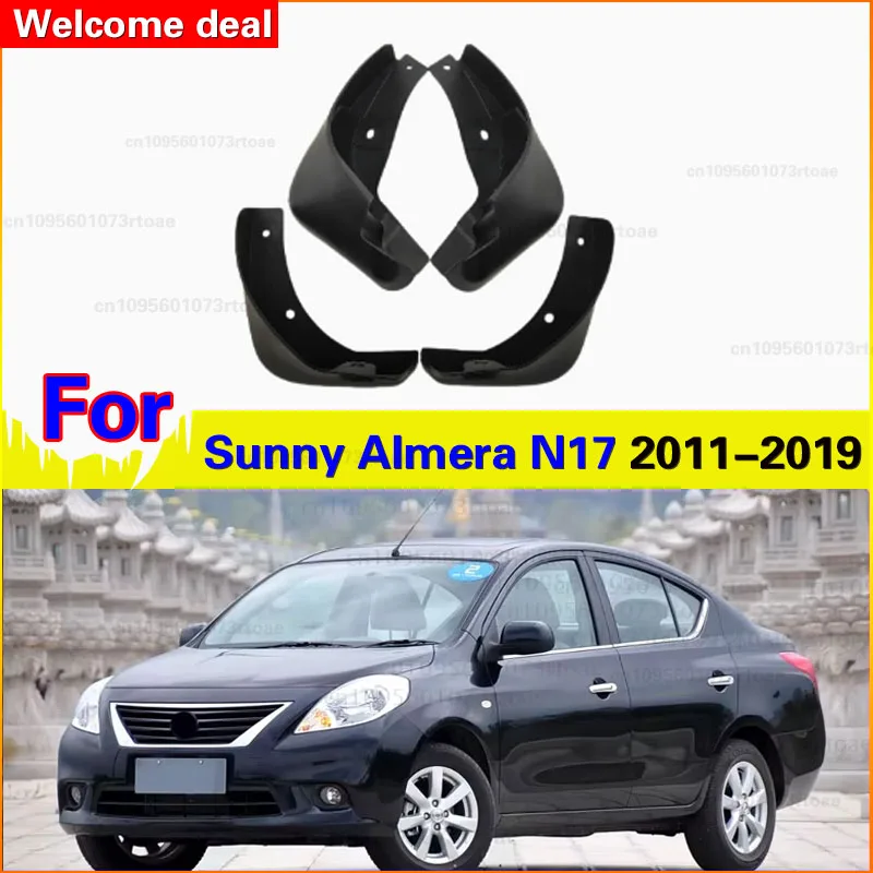 

for Nissan Versa Sedan Latio Sunny Almera N17 2011~2019 4pcs Car Fender Mudguard Mud Flaps Guard Splash Flap Car Accessories