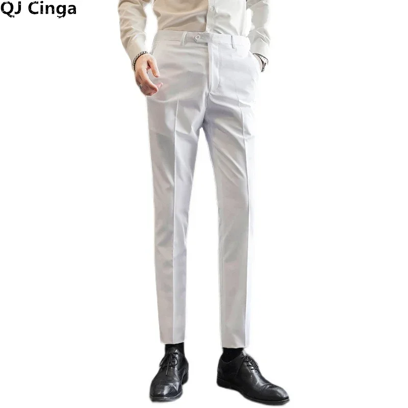 Królewskie niebieskie męskie spodnie garniturowe, biznesowe spodnie biurowe, białe czarne czerwone spodnie Pantalones Hombre Wedding Party Dress Pant, rozmiar azjatycki