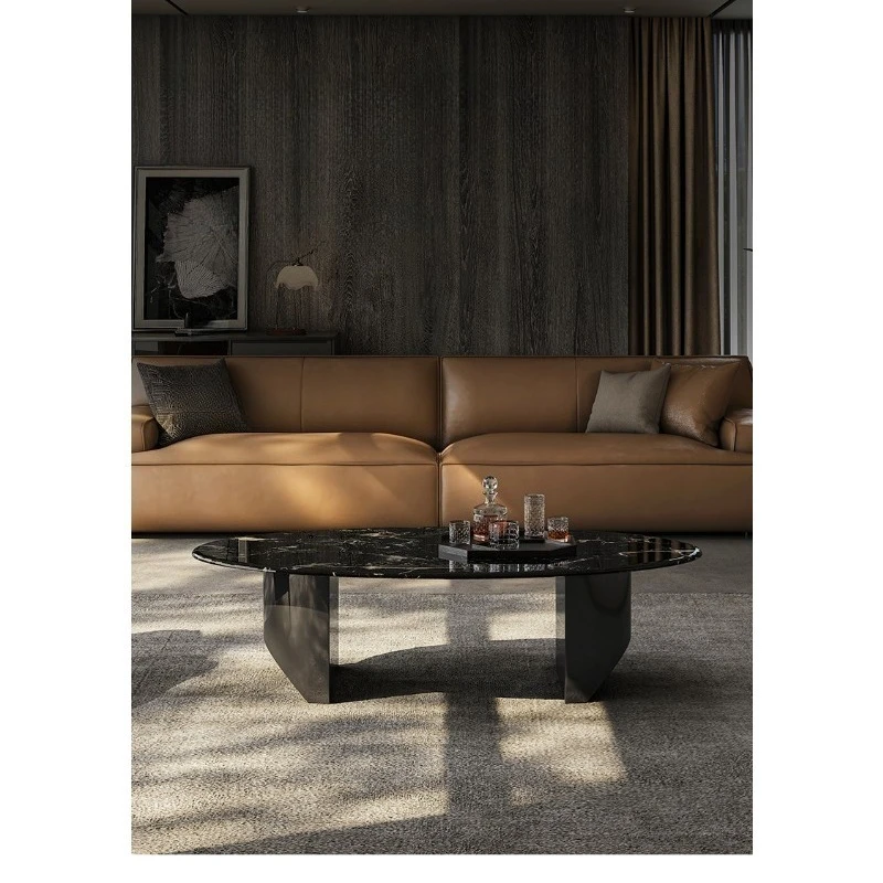 Household marble coffee table, light luxury oval suspended coffee table, coffee table
