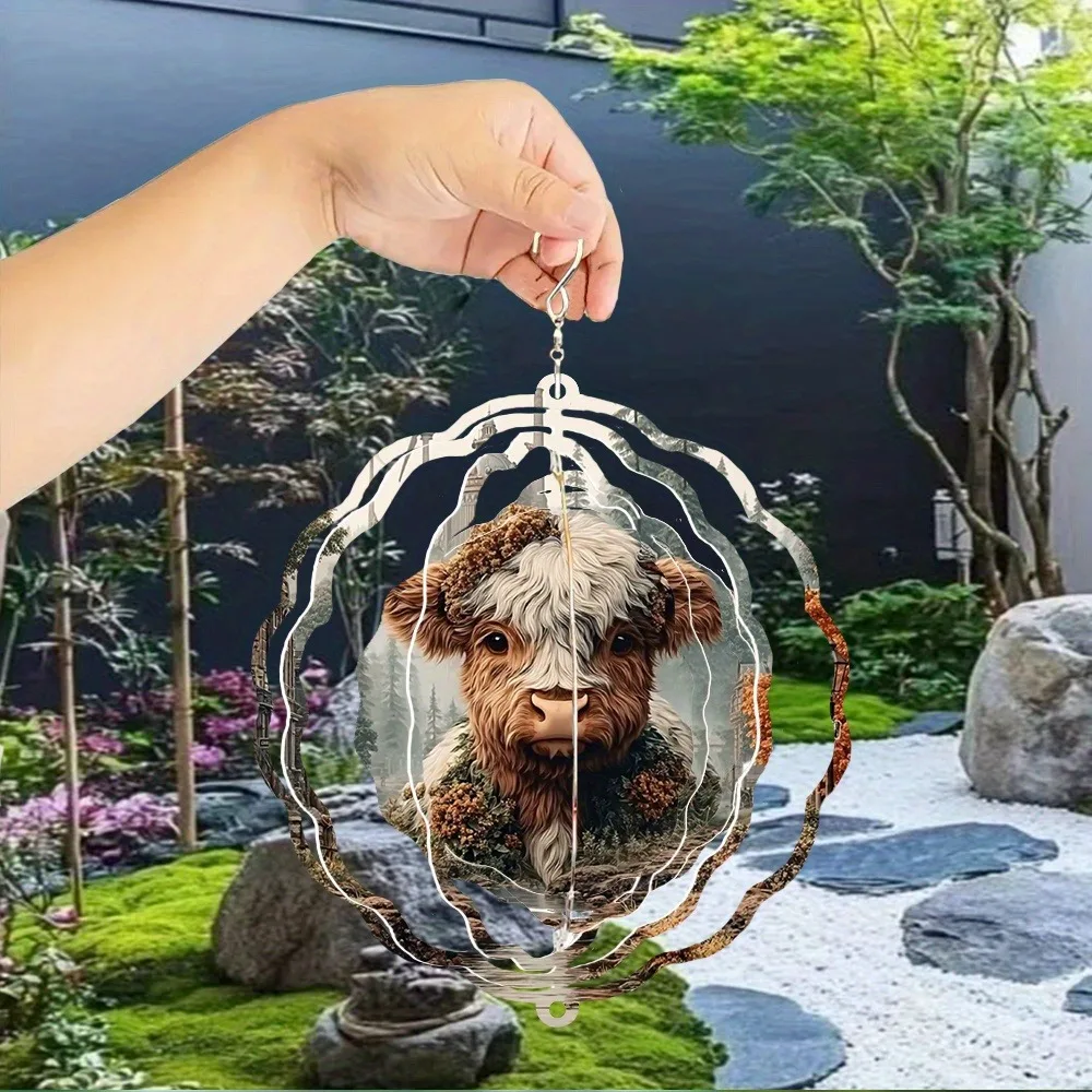 CIFBUY 3D Metal Wind Spinner Kaleidoscope Pattern 360 Degree Rotating Hook Garden Patio Yard Lawn Outdoor Home Decor Gift