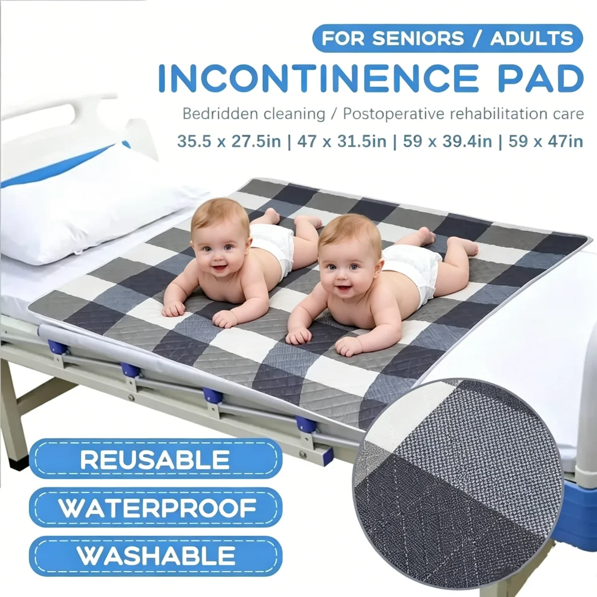 Washable Incontinence Pads for Elderly & Pets - Leak-Proof Bed Care Mats, Ideal for Menstruation & Home Use, Multiple Sizes