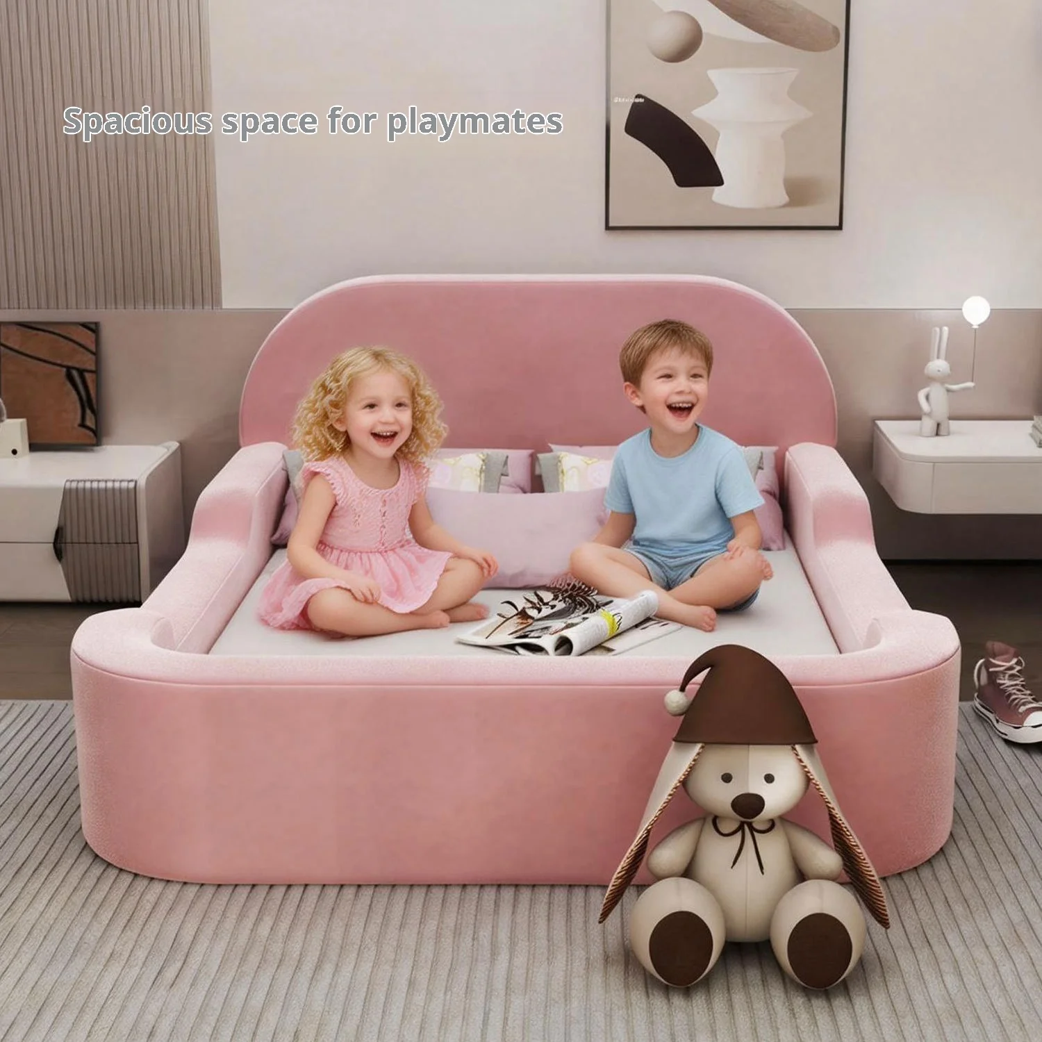 Washable Cover Nordic Shaped Folding Boneless Compressed Cloud Modular Sponge Filled Kids Toddler Sofa Couch Bed