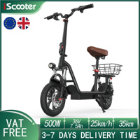 iScooter i12 Electric Scooter With Seat And Basket 36V 7.5Ah 12 Inch 500W Foldable Kick EScooter  Max Range 35km Mobility Scoote