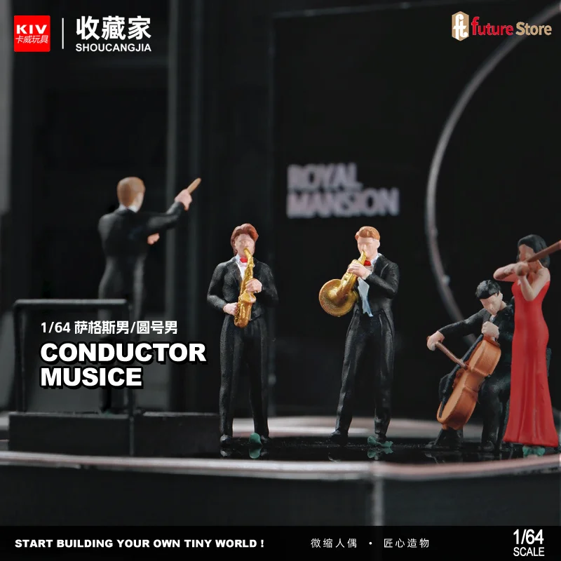 

1/64 Scale Music Performance Sax Cello Miniature Figures Mini Doll Model Figurine Sand Table Scene Photography Props Display