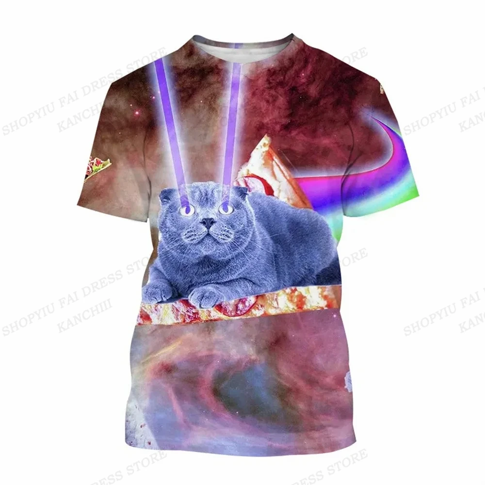 Summer Men\'s T-shirt Funny Cat 3D Print T-shirt Men Women Fashion Short Sleeve Round Neck Tshirt Men\'s Casual Animal T Shirt New