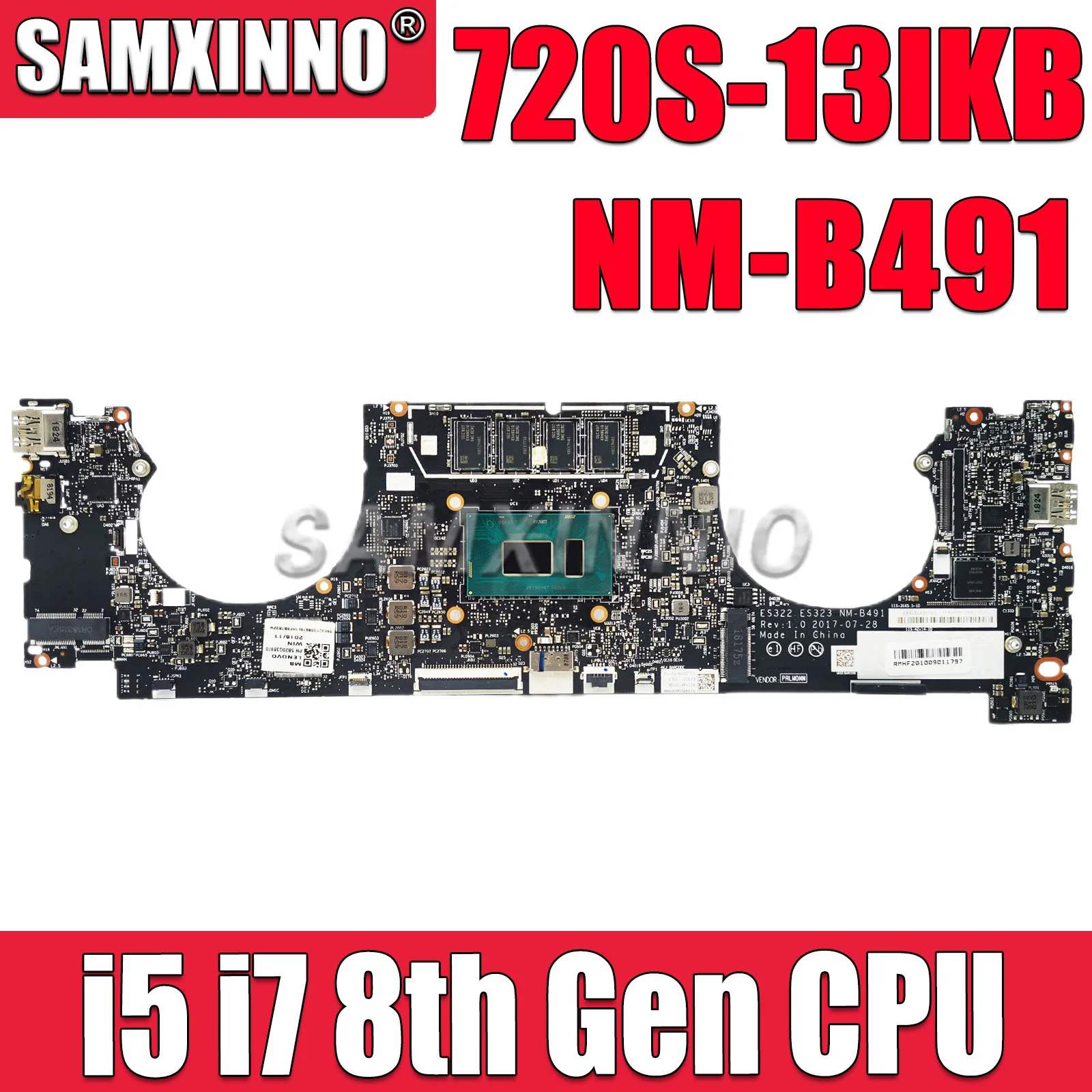 

SAMXINNO NM-B491 Mainboard For Lenovo Ideapad 720S-13IKB Laptop Motherboard with 8G RAM I5-8250U I7-8550U CPU 5B20Q38983 Tested