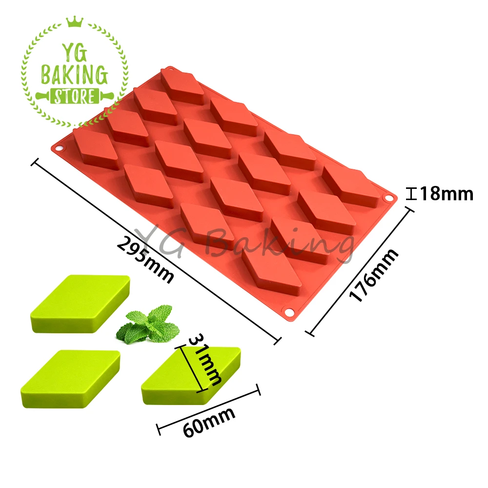 Dorica 16 Cavity Rhombus Pudding Silicone Mousse Mould DIY Jelly Chocolate Mold French Dessert Cake Decorating Tools Bakeware