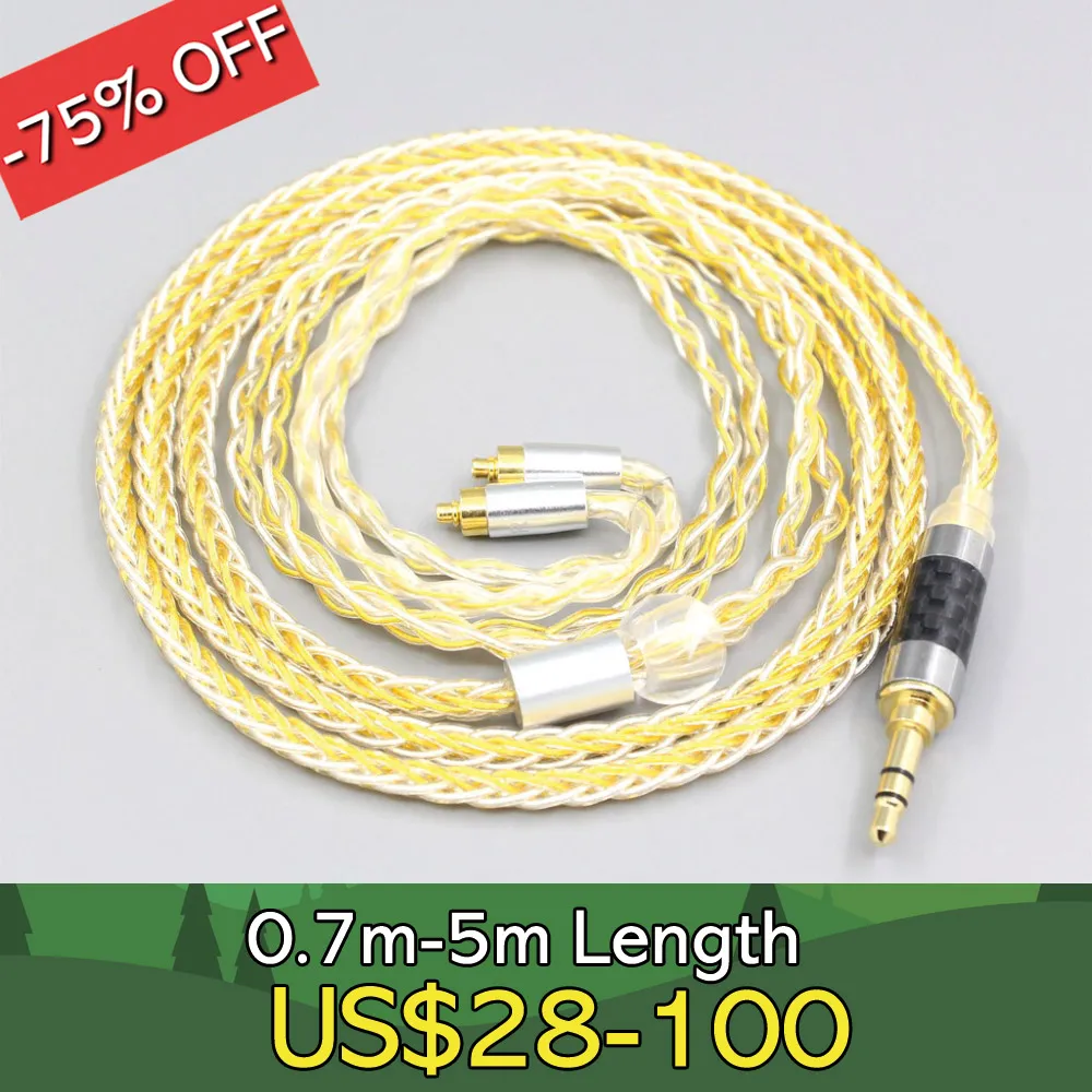 

8 Core OCC Silver Gold Plated Braided Earphone Cable For Dunu dn-2002 LN007312