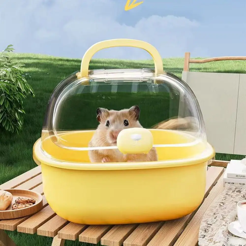 Portable Handheld Hamster Cage Sturdy Large Space Pet Carrying Box Travel Carrier Holder Breathable Small Animal Carrying Cage
