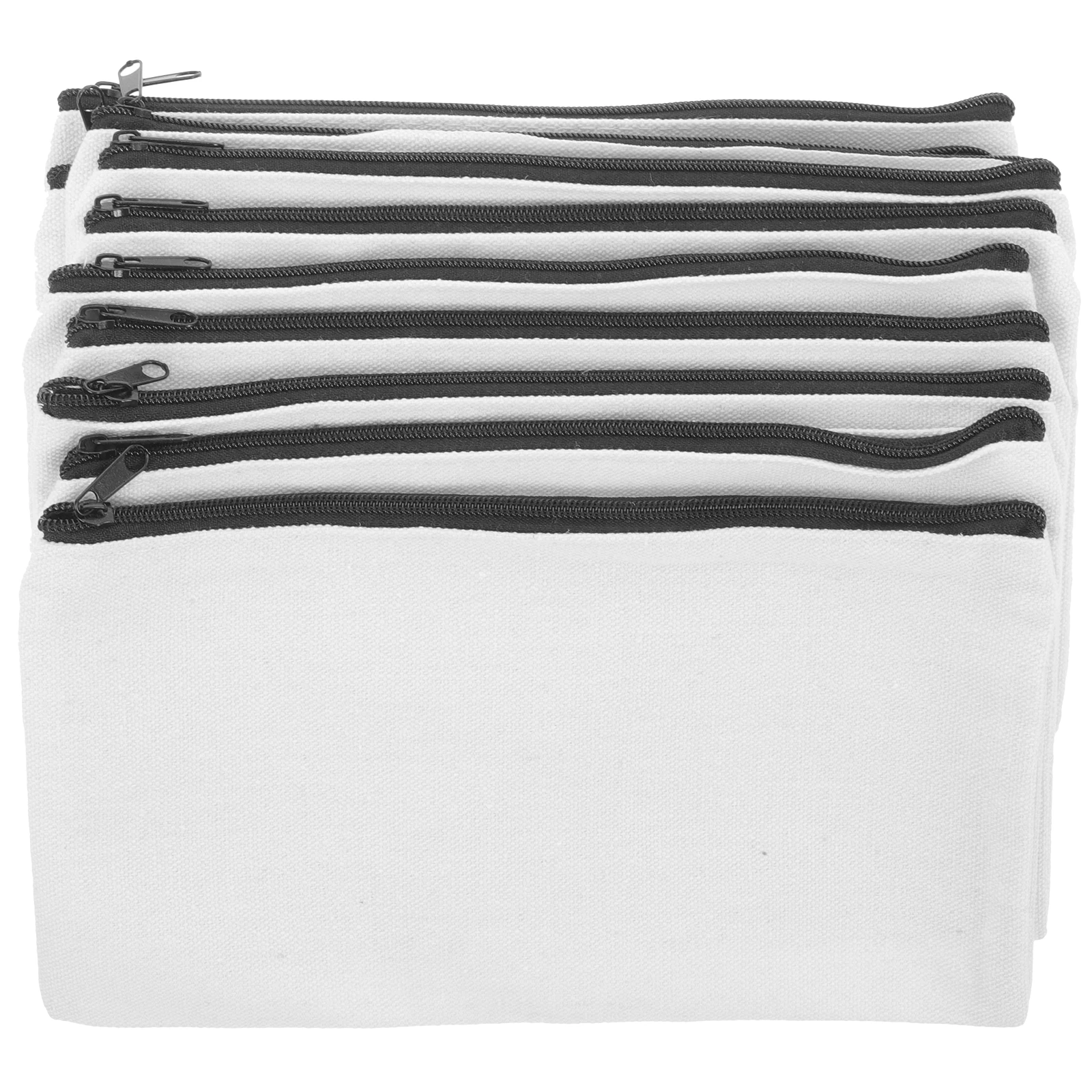 

10Pcs Canvas Pen Pouch Blank Pencil Case Portable Zipper Design DIY Pen Container Large Capacity Stationery Storage Bag