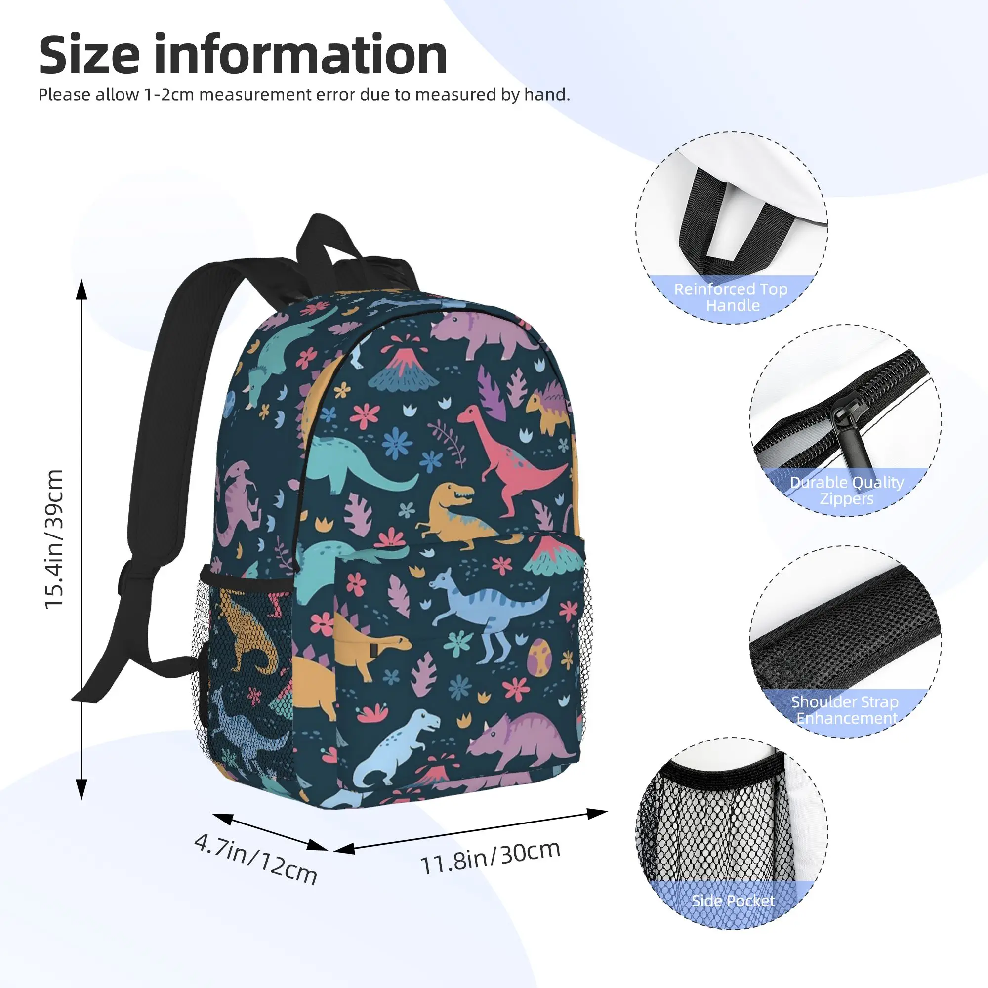 Colorful Dinosaurs Pattern Cartoon Backpack Hot Sale Daypack Boys Girls BookBag Shoulder Bags for Men Women School Bag