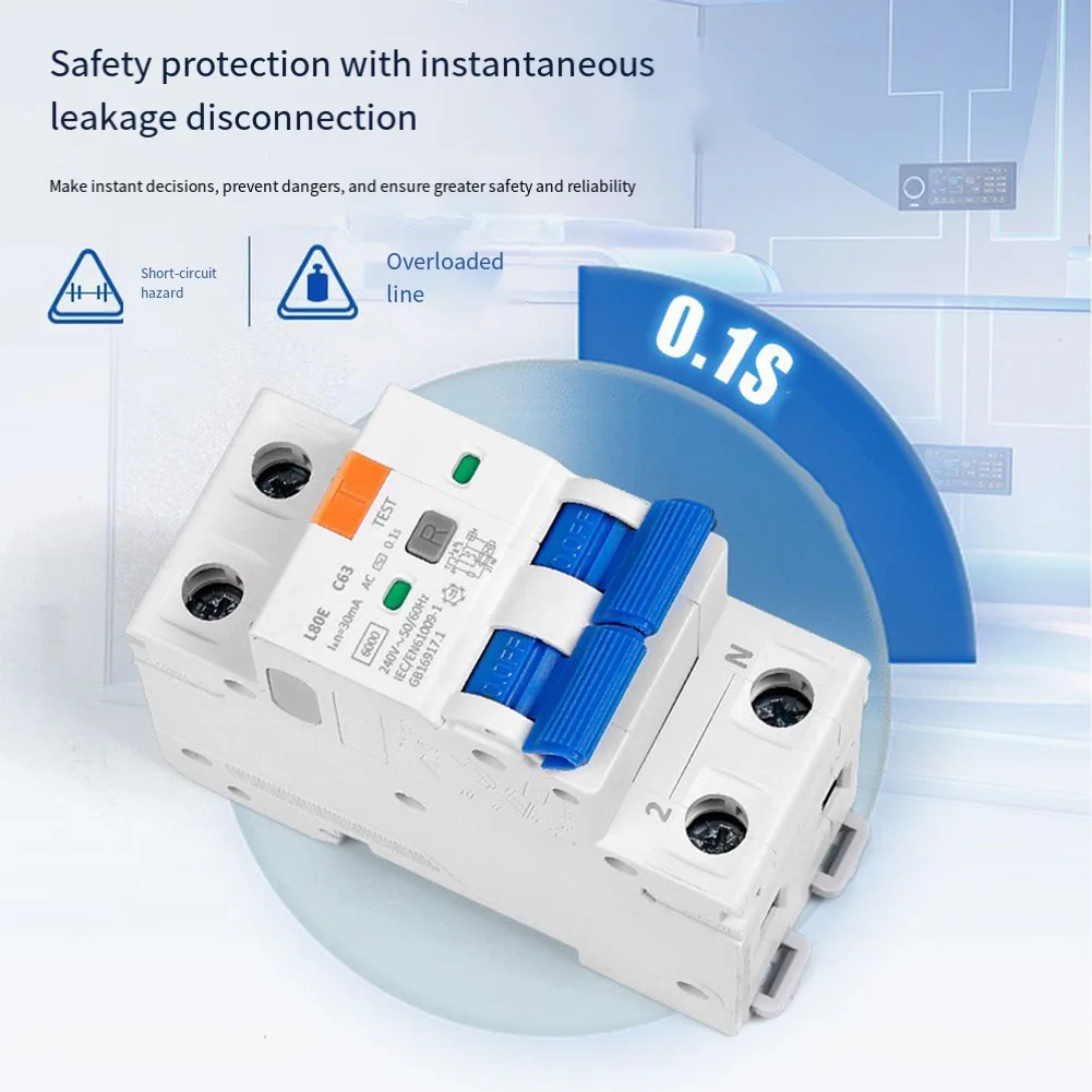

Электрическая безопасность FI Автоматический выключатель Улучшение электрической безопасности Грузоподъемность отключателя 6 кА Материал высокого сопротивления