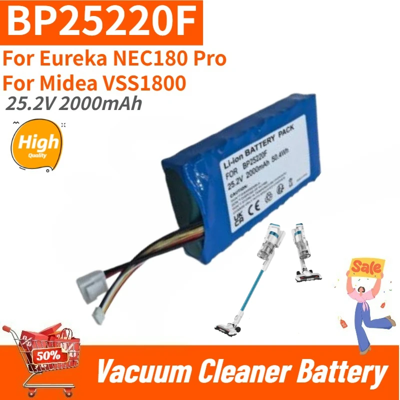 

BP25220F High Quality Vacuum Cleaner Battery 25.2V 2000mAh for Eureka NEC180 Pro, Midea VSS1800 Brand New Replacement Battery