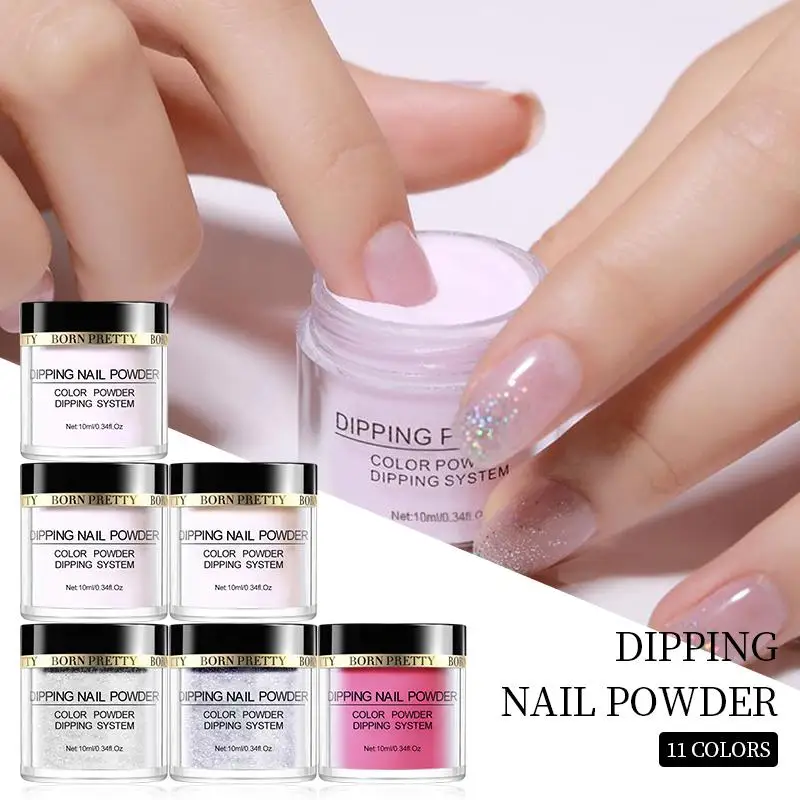 BORN PRETTY 10ml Dipping Nail Powder Natural Dry For Decoration Nails No Need Lamp Cure Acrylic Powder Dipping System Glitters