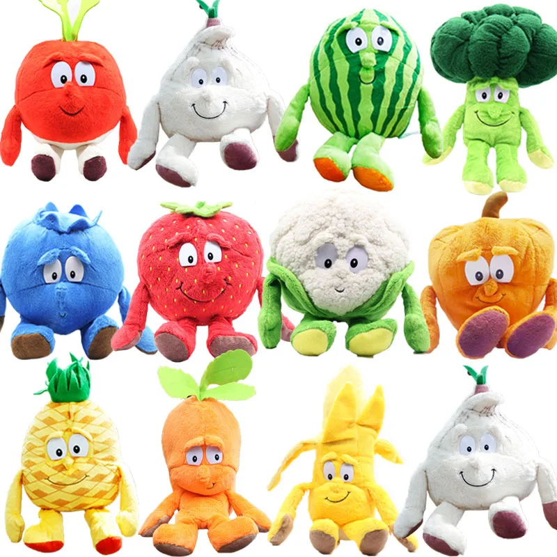 

25cm Fruits Vegetables Plush Toys Kawaii Watermelon Garlic Pineapple Banana Soft Toy Cute Fruits Elf Stuffed Doll for Kids Gifts