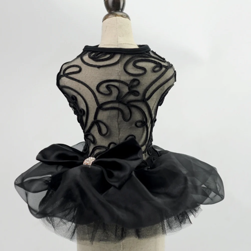 

Dog Lace Dress Comfortable Pet Costume Wedding Party Outfit Black Size S Stylish Birthday Clothes for Small Dogs