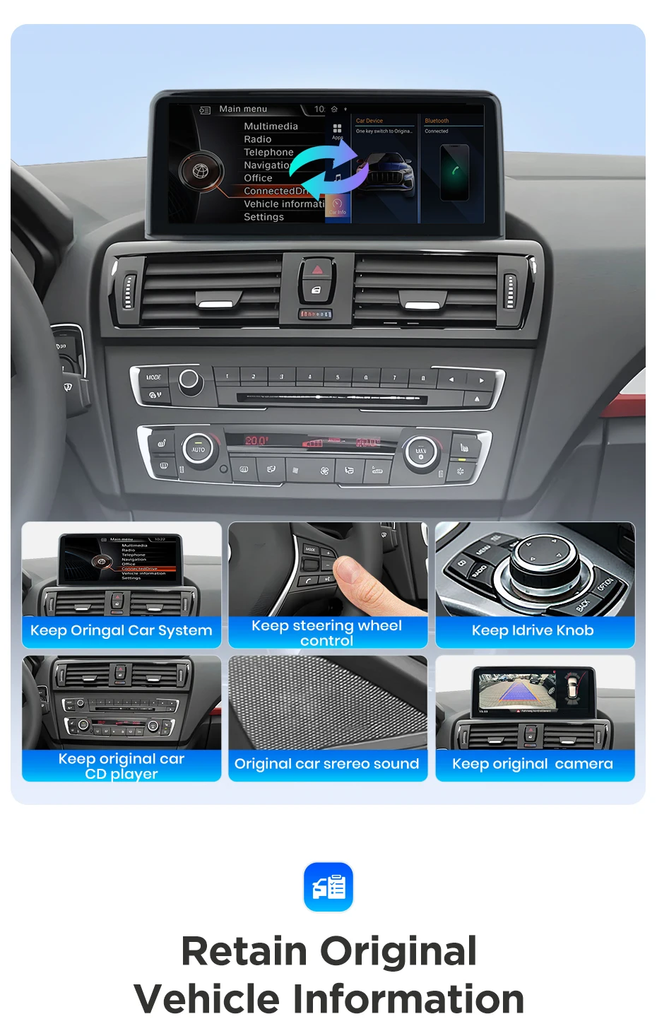 Junsun 1920*720 Drahtlose Carplay Android Auto Multimedia Auto Radio Für BMW 1 2 3 4 serie F20 F21 F22 F30 F31 F32 F33 F34 F36 – Detail 25
