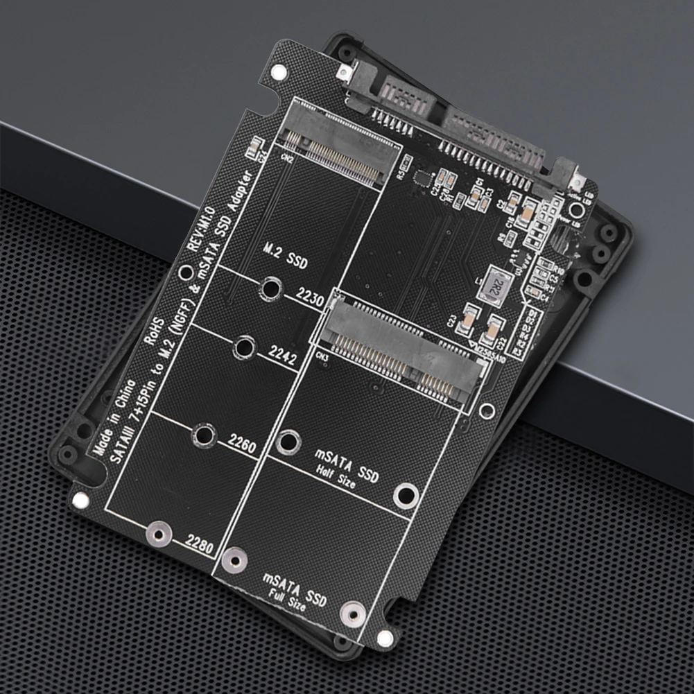Combo M.2 NGFF B-key y MSATA SSD a SATA 3,0 convertidor de carcasa adaptador tarjeta SSD funda compatible con 2230 2242 2260 2280 SSD