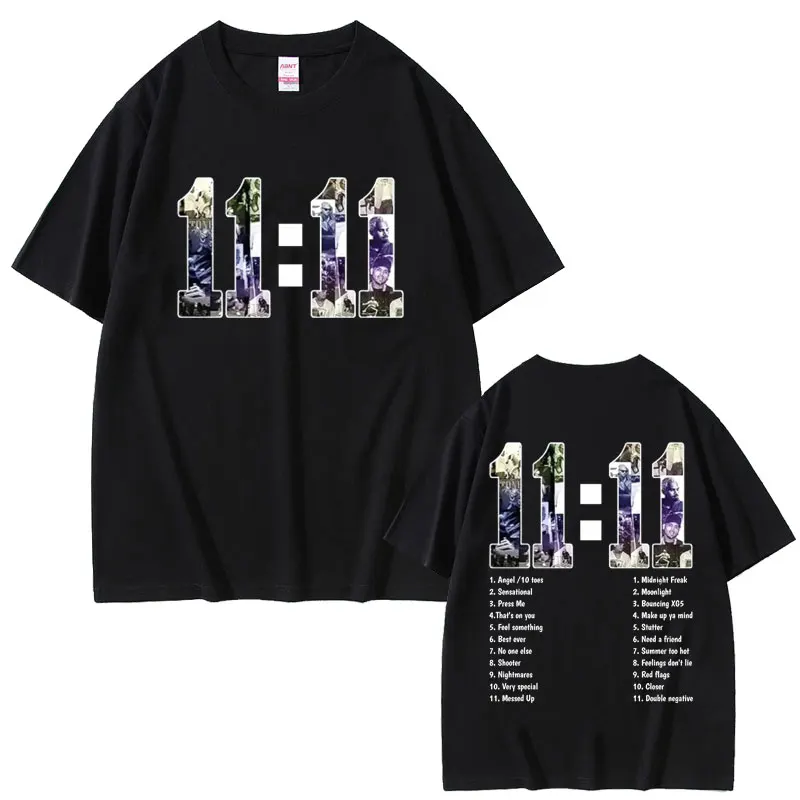 

Rapper Chris Brown 11:11 Double Sided Print T Shirts Men Women Hip Hop Oversized T-shirt Male Fashion Vintage Tshirt Streetwear