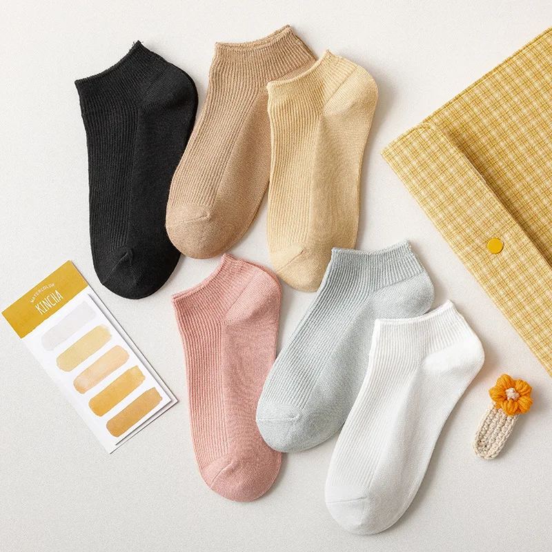 2 Pairs/set Summer Women Solid Low Cut Socks New Soft Striped Invisible Boat Socks Ankle Sock Harajuku Female Cotton Socks