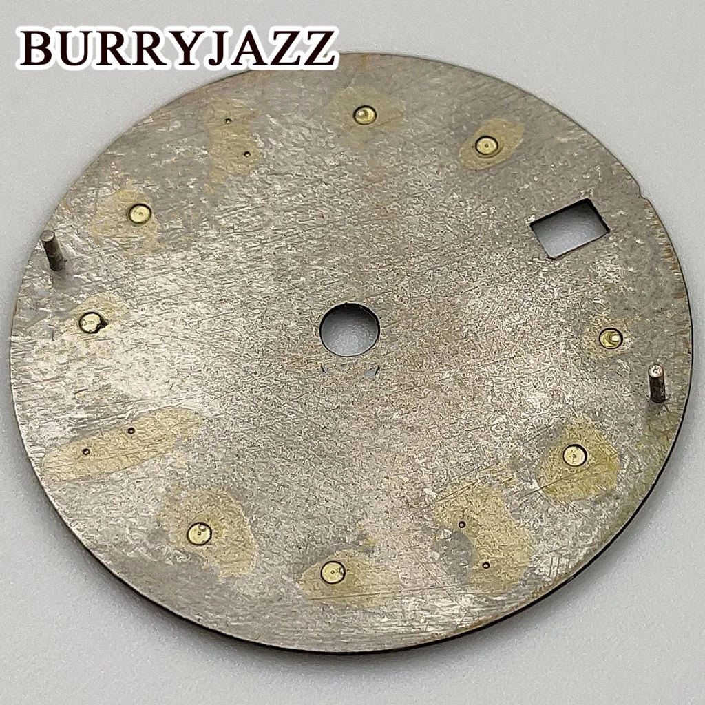 BURRYJAZZ 시계 다이얼, 블랙 그린 블루 다이얼, 로고 없음, NH35, 28.5mm