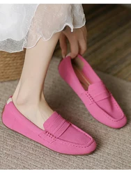 Fashion New Square Headed Flat Bottom Women's Single Shoes Woven Solid Color Doudou shoes Casual Loafer