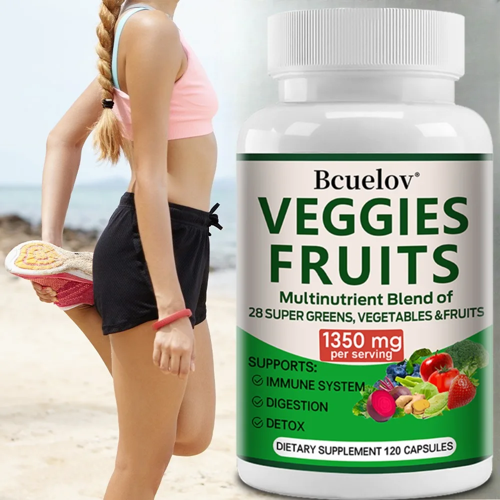 Fruits & Veggies Supplement, 120 Veggie Capsules, 28 Super Green Vegetables for Daily Balance – Non-GMO, Gluten Free