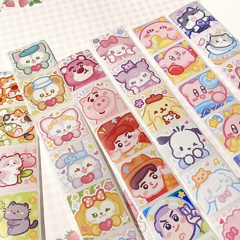 Sanrio Cartoon Sticker Roll/500pcs Cute Cinnamoroll My Melody Kuromi Reward Stickers Student Handbooks Gift Decorative Stickers