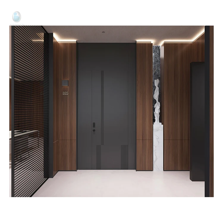 Customizable Modern New Design Aluminum Front Door Black Outer Door for Homemade Aluminum Alloy Waterproofing