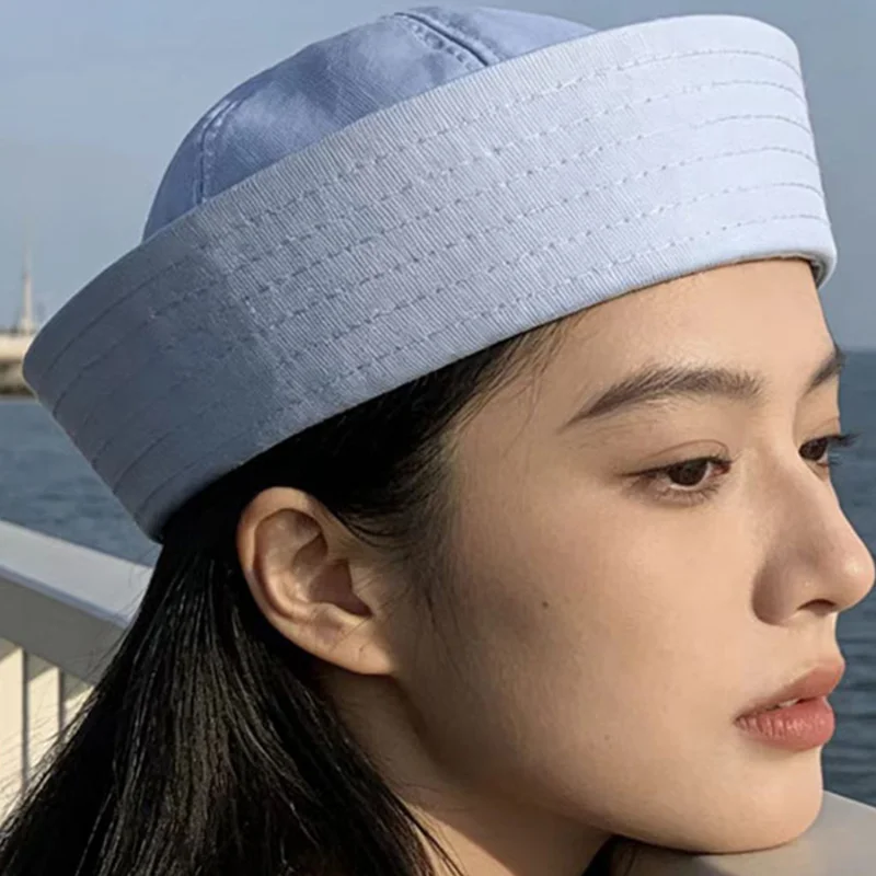 Koreanische Mode Atmungsaktiver Gestreifter Matrosenhut im Ins-Stil Niedlicher Dünner Klappbarer Achteckiger Baskenmütze Sommer Unisex Outdoor UV-Schutz Hut