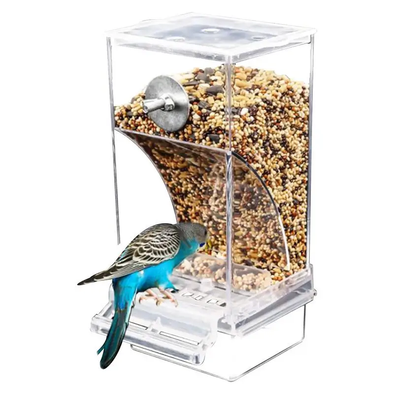 Acrylic Bird Feeders Anti Spill Automatic Parrot Feeder Drinker TransparentParakeet Feeders For Bird Cage Cage Accessories