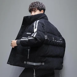 Fashion 2024 Winter Striped Warm Puffer Coats Casual Men's Streetwear 90% White Duck Down Jacket Outdoor Thicken Top Down Parkas