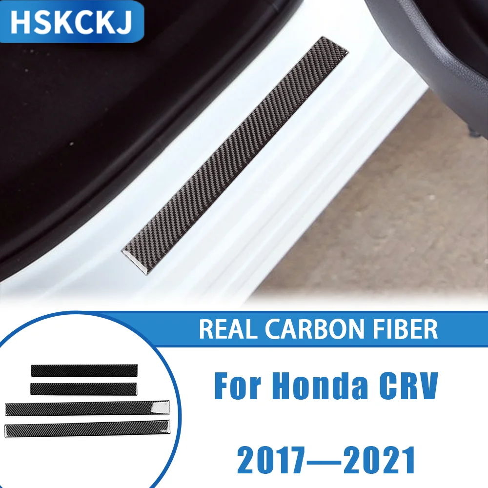 

For Honda CRV 2017—2021 Carbon Fiber Outer Threshold Sill Panel Strips Car Accessories Interior Cover Trim Sticker Modification