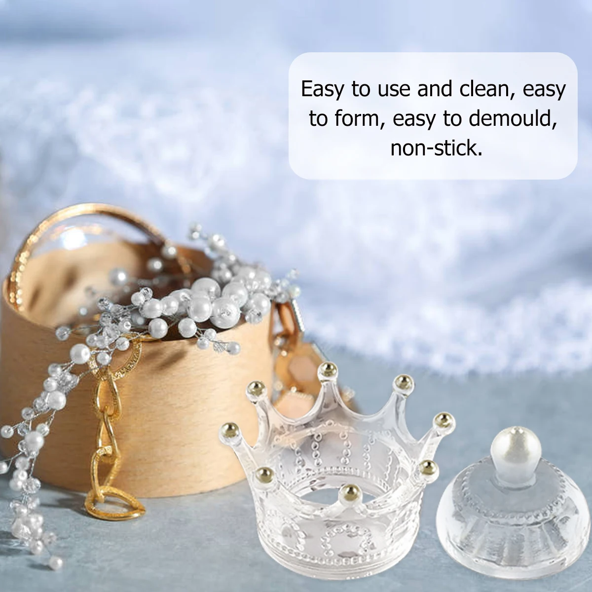 

Crystal Crown Mould Jewelry Storage Box Mold DIY Silicone Candy Ornament Making Tool Silica Gel