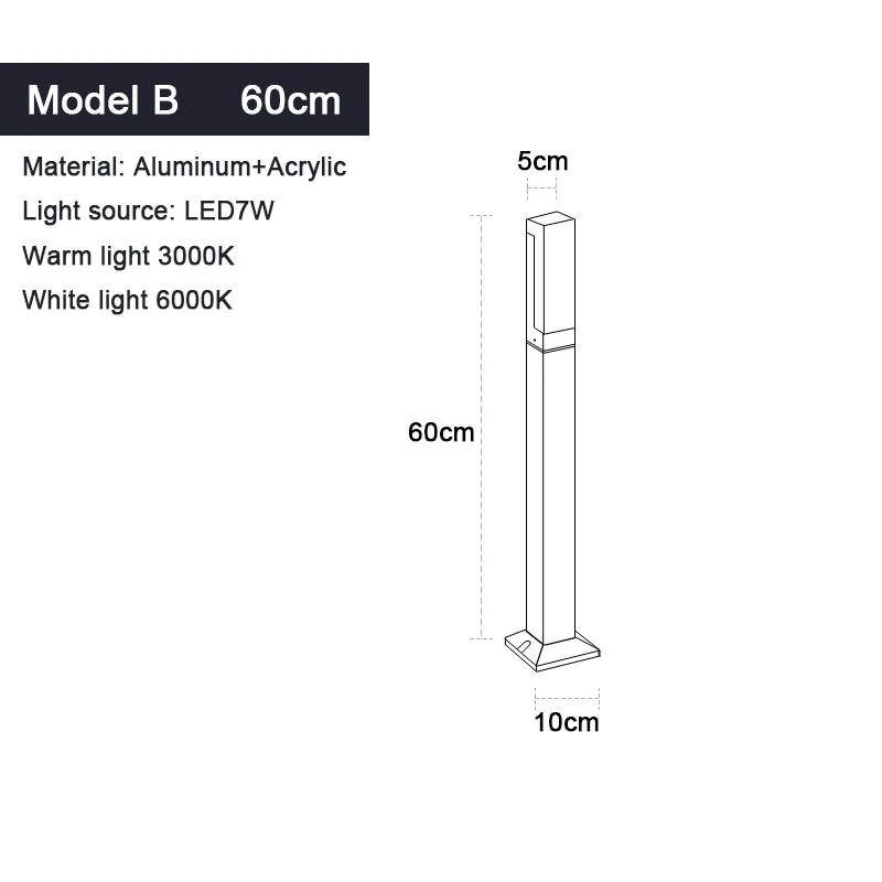 Waterdichte Ip65 Led Gazon Licht 110V 220V Aluminium Acryl Straatlantaarn 30 40 60 80 100Cm Voor Tuin Binnenplaats Villa Verlichting