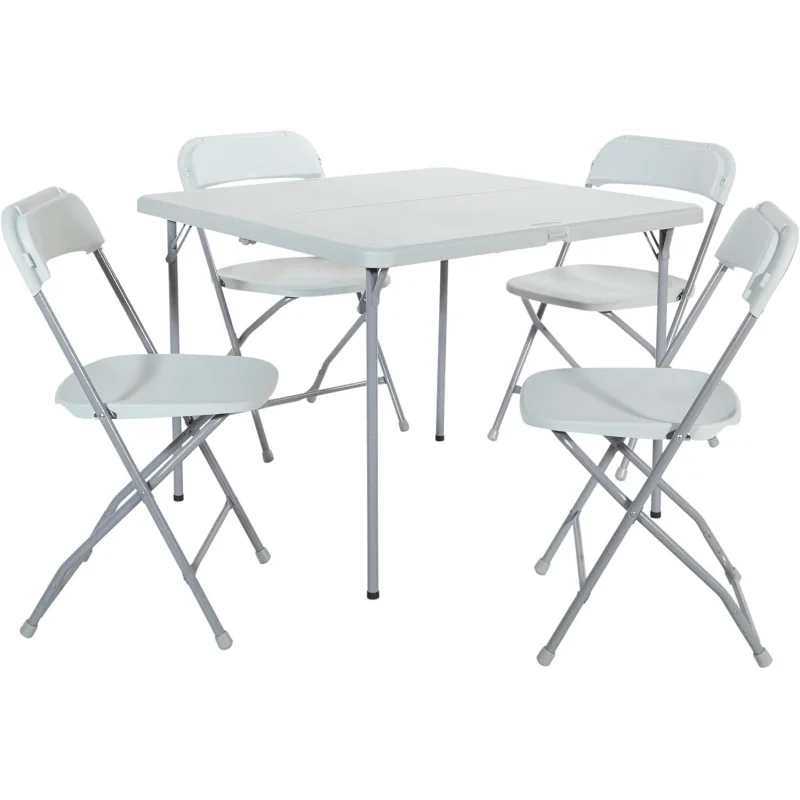 

5-Piece Folding Square Table & Chair Set, Space-Saving Outdoor Furniture, Light
