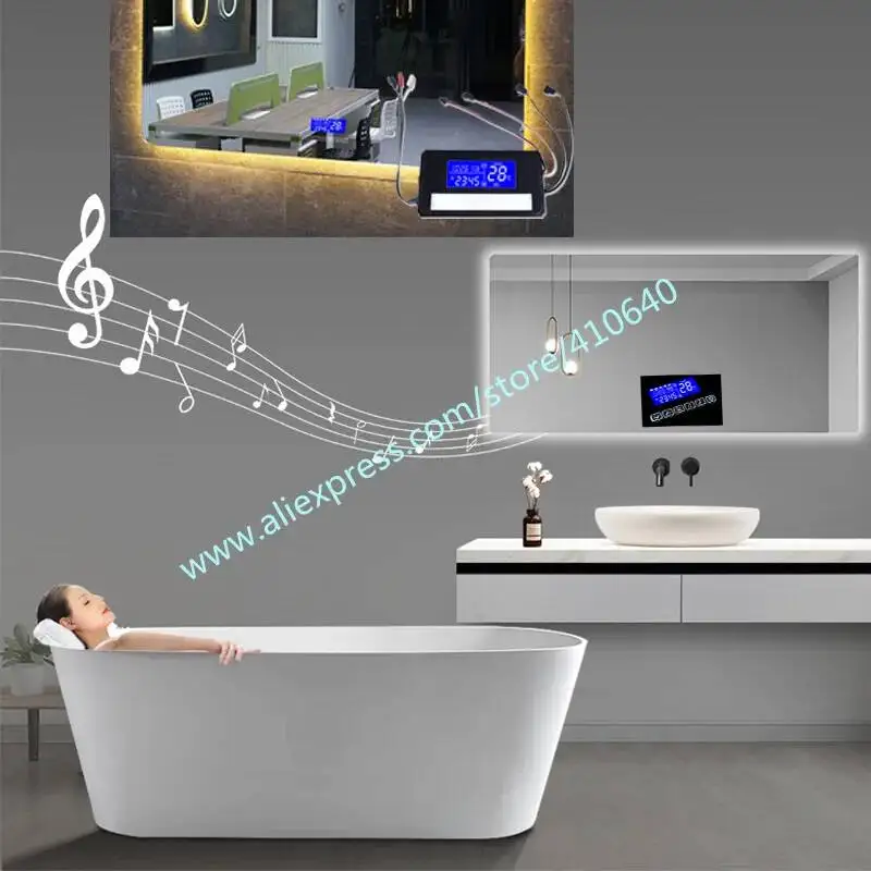 Trumsense K3015DBL SUPER THIN THICKNESS LED Mirror Touch Sensor Switch Panel Time Temperature Date Display with Light Control